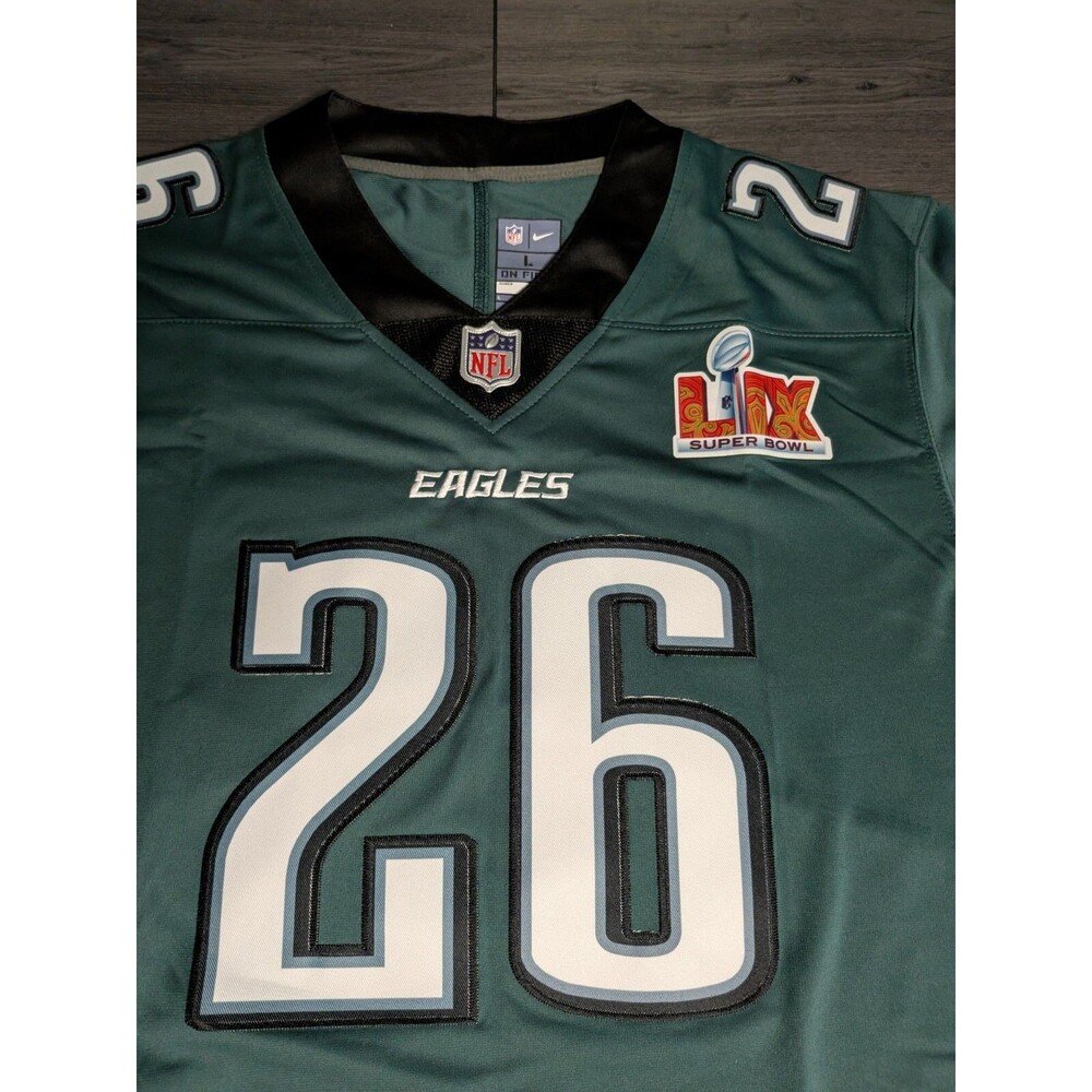 Saquon Barkley #26 Philadelphia Eagles 2025 Bowl Patch Stitched Jersey Large - Picture 3 of 3